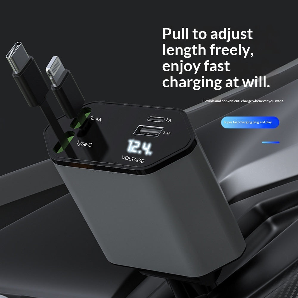 120W 4-in-1 retractable car charger, view 7