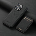 Litchi leather MagSafe case with card wallet stand for iPhone