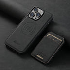 Litchi leather MagSafe case with card wallet stand for iPhone
