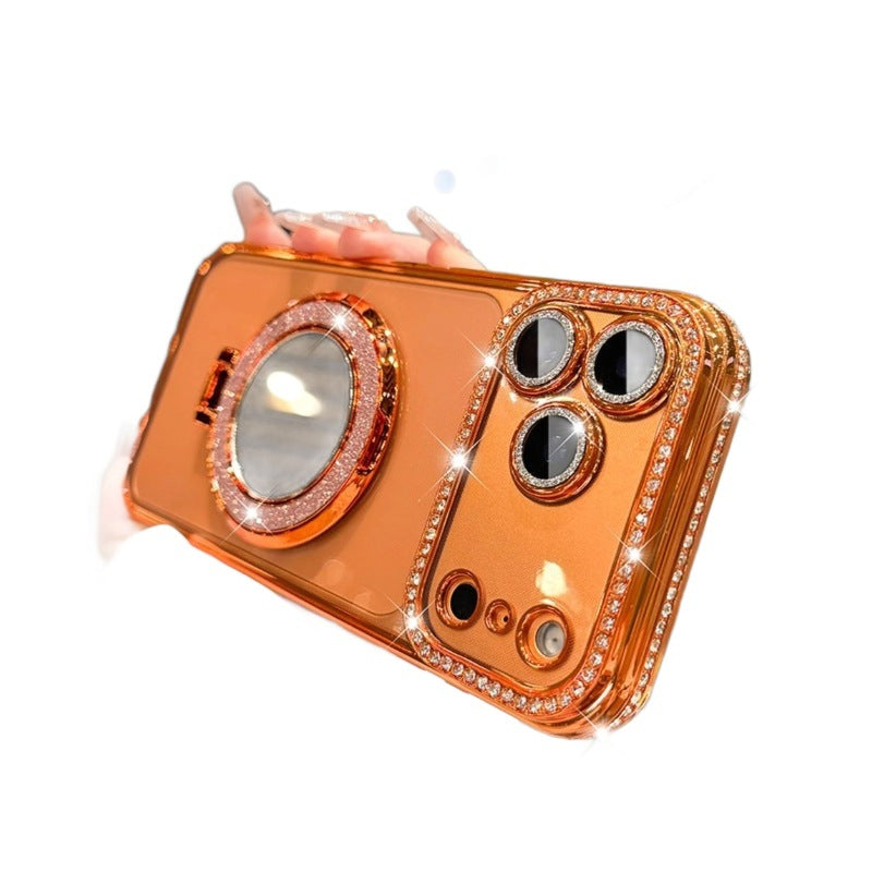 Rhinestone mirror magnetic iPhone case with ring stand, view 5