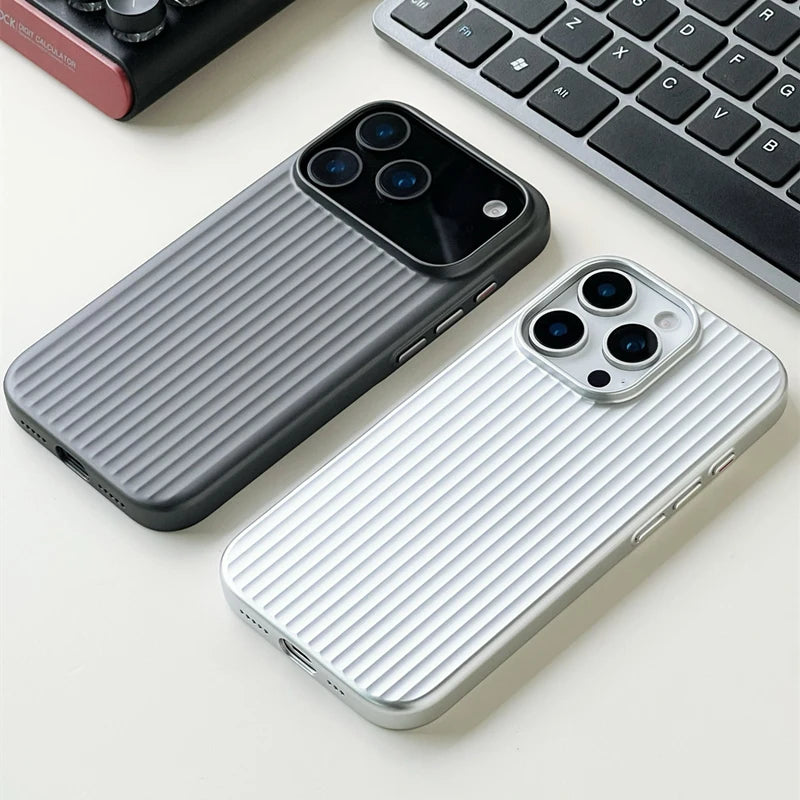 Striped Plated MagSafe Case for iPhone 17 Series - Travel-Inspired Design