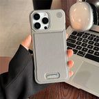 Vegan leather MagSafe case with metal camera frame for iPhone, view 2
