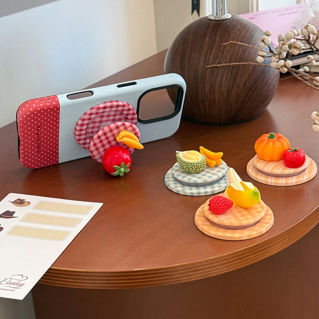 3D fruit dessert magnetic iPhone case with grip stand, view 3