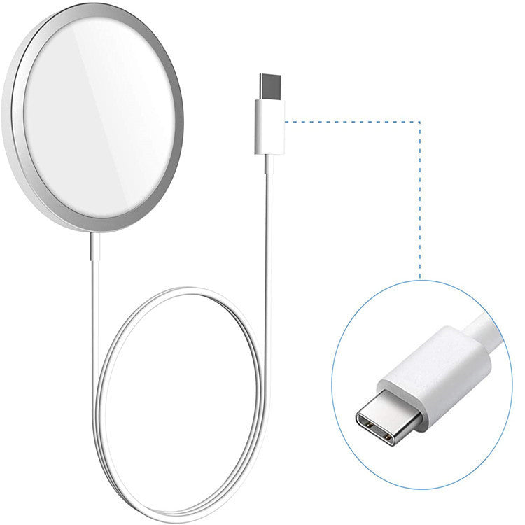 15W magnetic wireless charger pad with USB-C cable, view 2