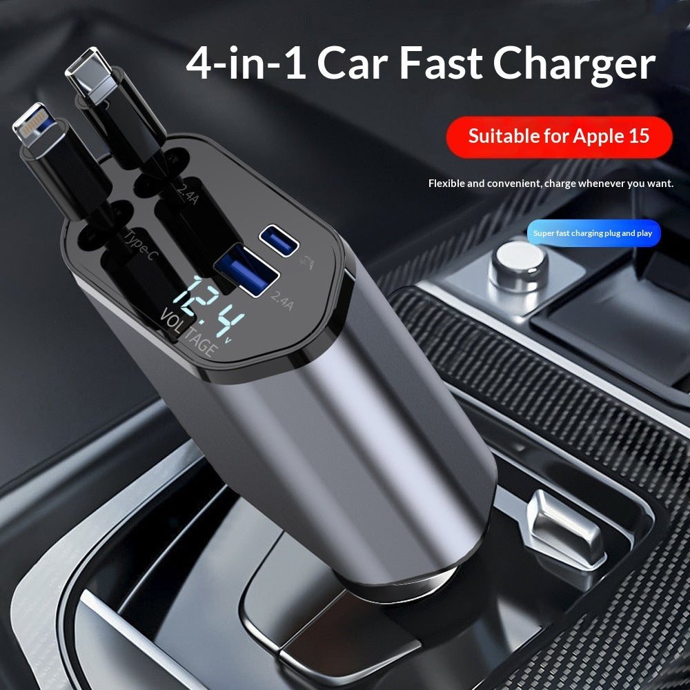120W 4-in-1 retractable car charger, view 6