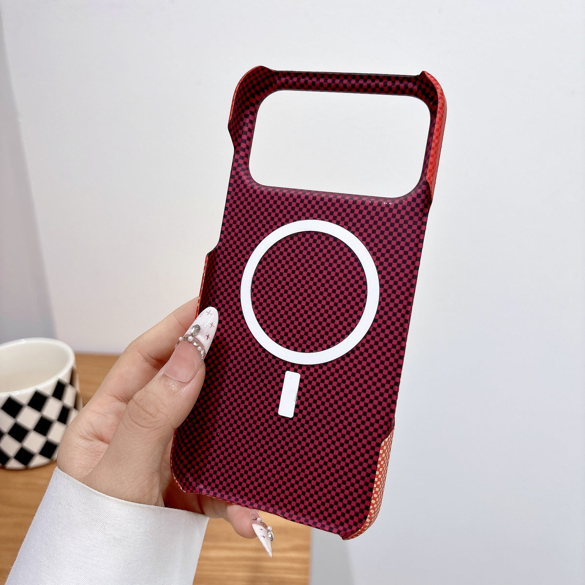 Carbon fiber texture magnetic iPhone case, view 2