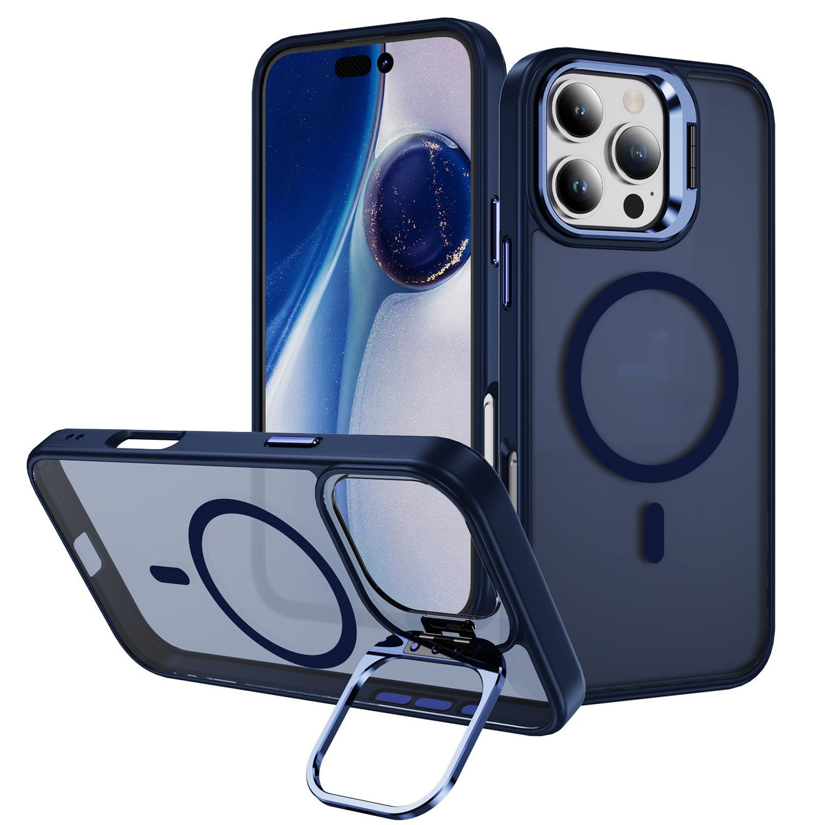 Magnetic clear iPhone case with camera ring kickstand, view 5