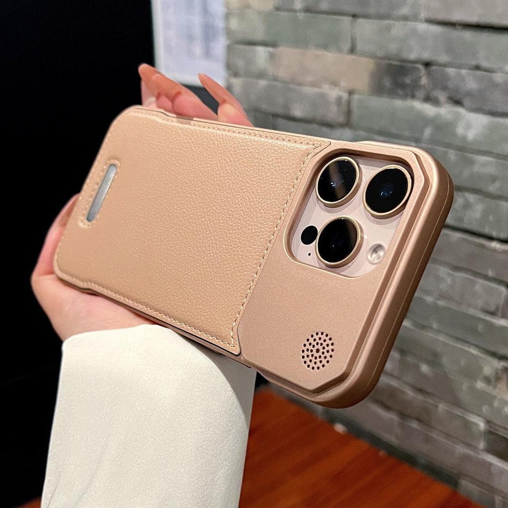 Vegan leather MagSafe case with metal camera frame for iPhone, view 7