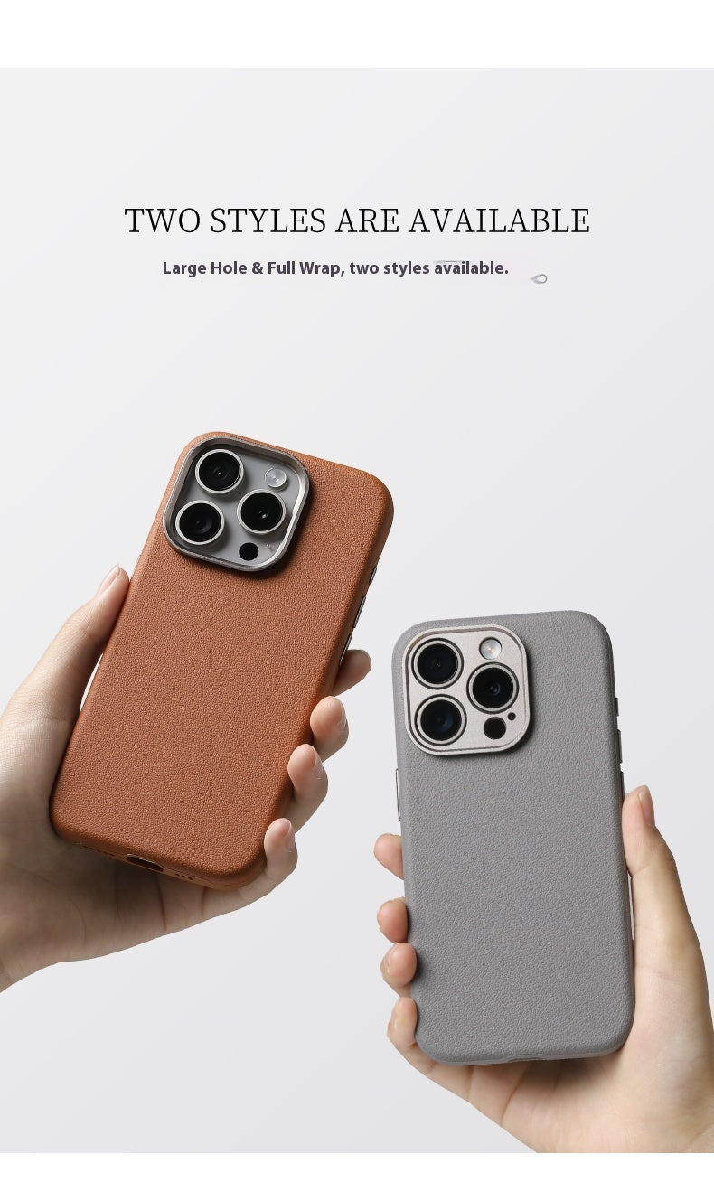 Leather MagSafe case with metal lens guard for iPhone 16, view 2