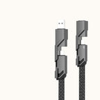 4-in-1 braided fast charging cable with USB-C and Lightning tips, view 3