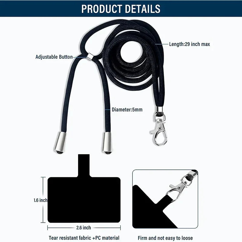Adjustable Crossbody Phone Lanyard Strap - Universal Fit