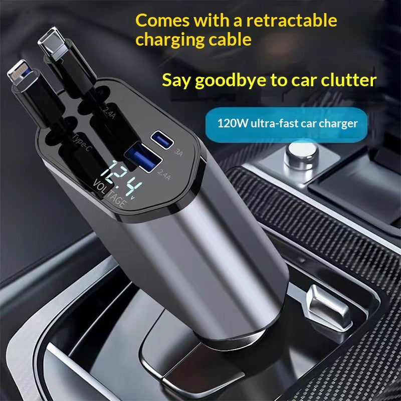 120W 4-in-1 retractable car charger, view 8