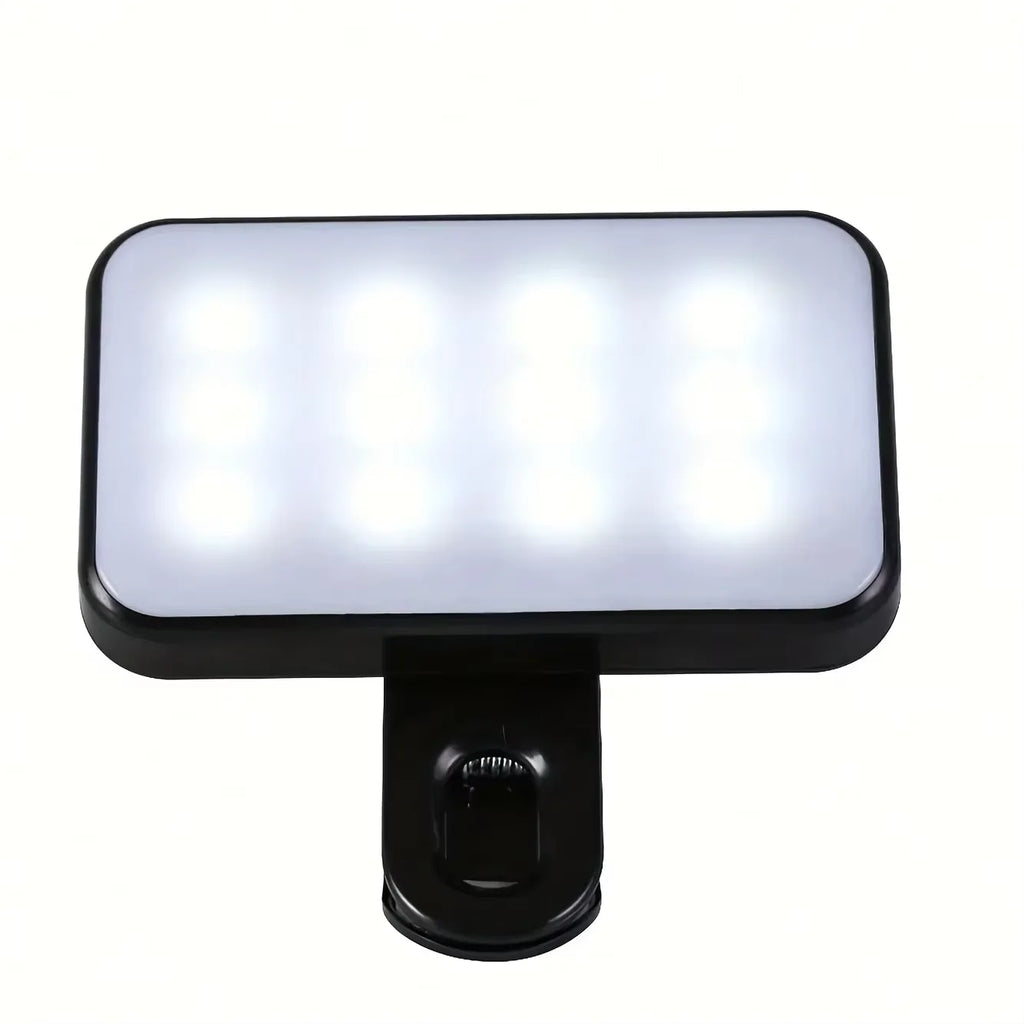 Rechargeable Clip-On Selfie Fill Light - 3 Light Modes, Adjustable Brightness