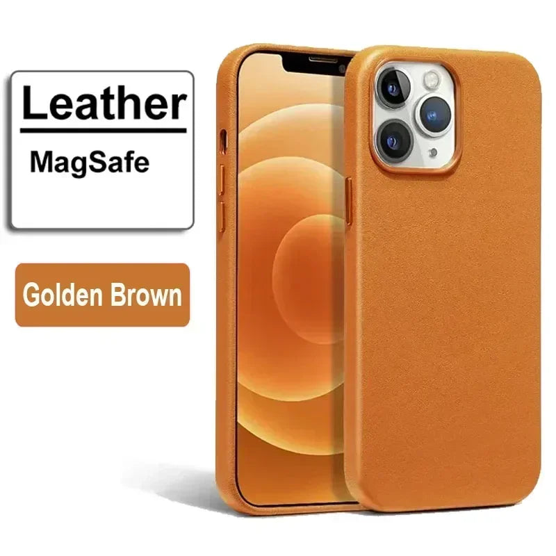 Premium Leather MagSafe Case for iPhone 16, 17 & 18 Pro Series - Magnetic Shockproof Cover