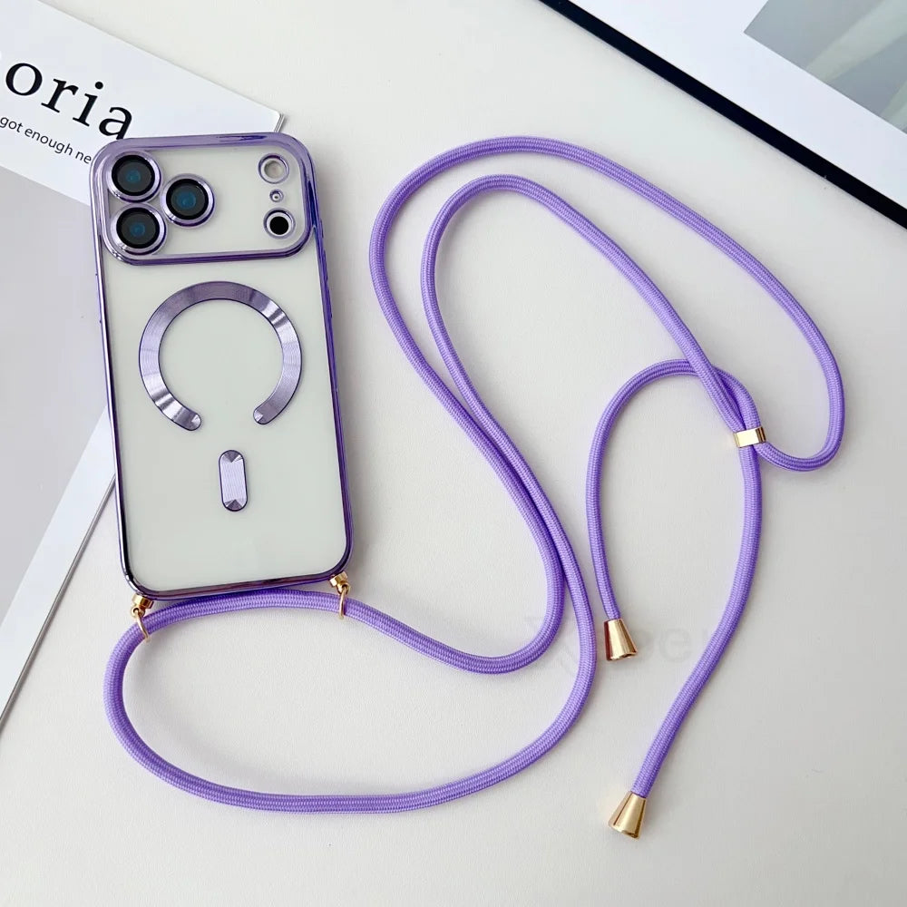Clear MagSafe case with crossbody lanyard for iPhone, view 12