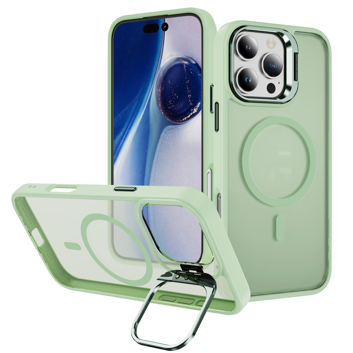 Magnetic clear iPhone case with camera ring kickstand, view 6