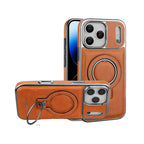 Rugged leather magnetic iPhone case with ring stand, view 4
