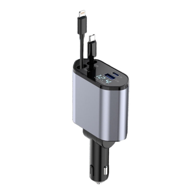 120W 4-in-1 retractable car charger, view 3