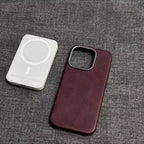 Vintage leather magnetic iPhone case, view 7