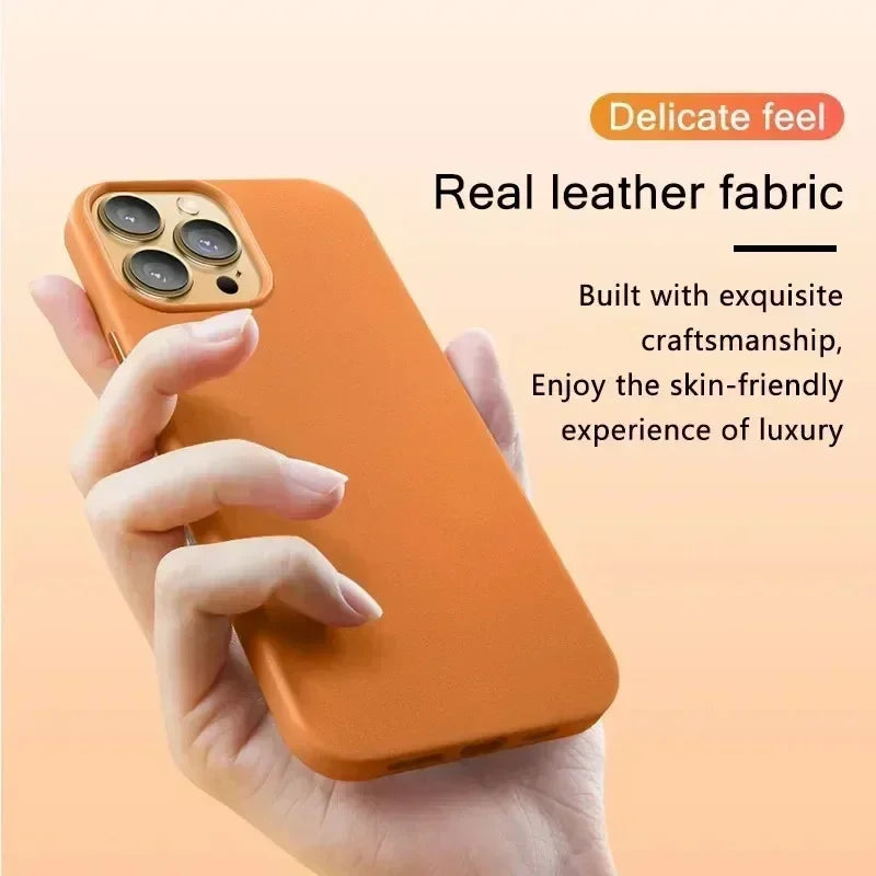 Premium Leather MagSafe Case for iPhone 16, 17 & 18 Pro Series - Magnetic Shockproof Cover