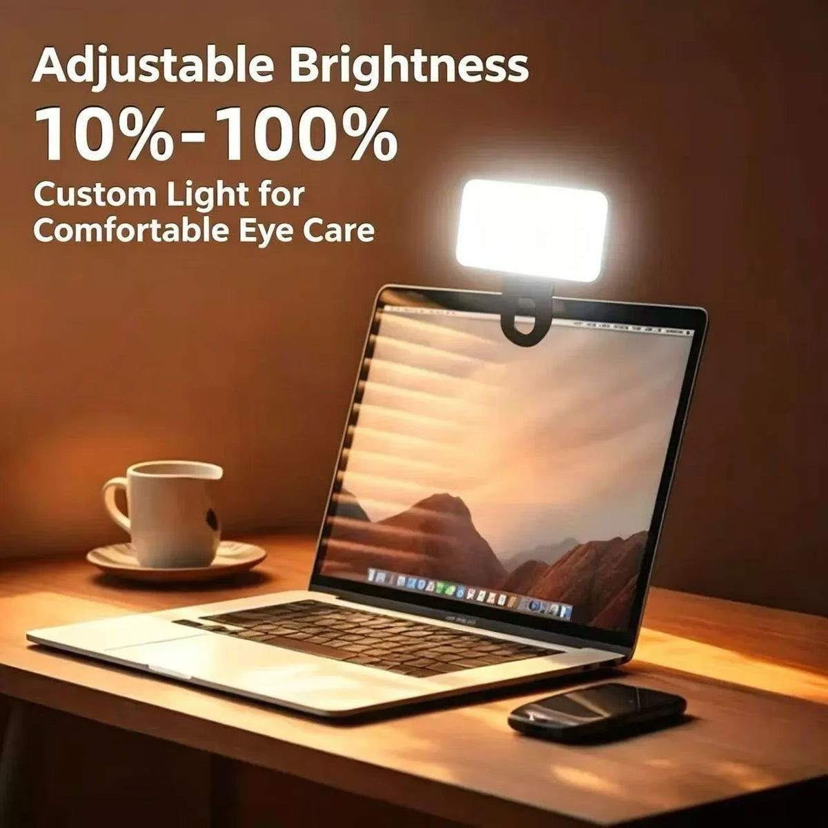 Rechargeable Clip-On Selfie Fill Light - 3 Light Modes, Adjustable Brightness