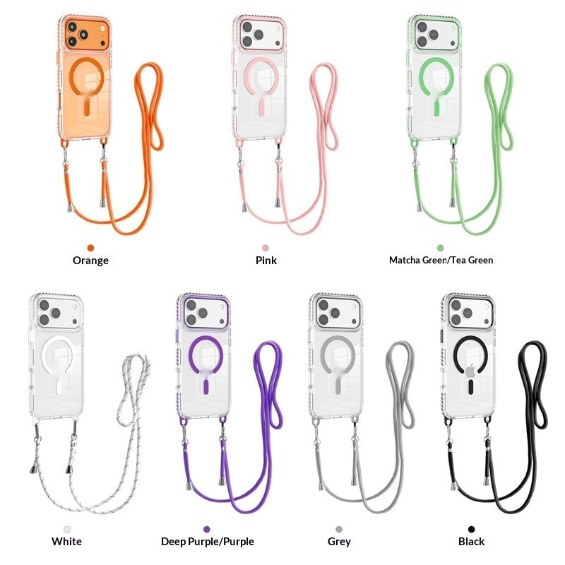 Crossbody lanyard magnetic clear iPhone case, view 7