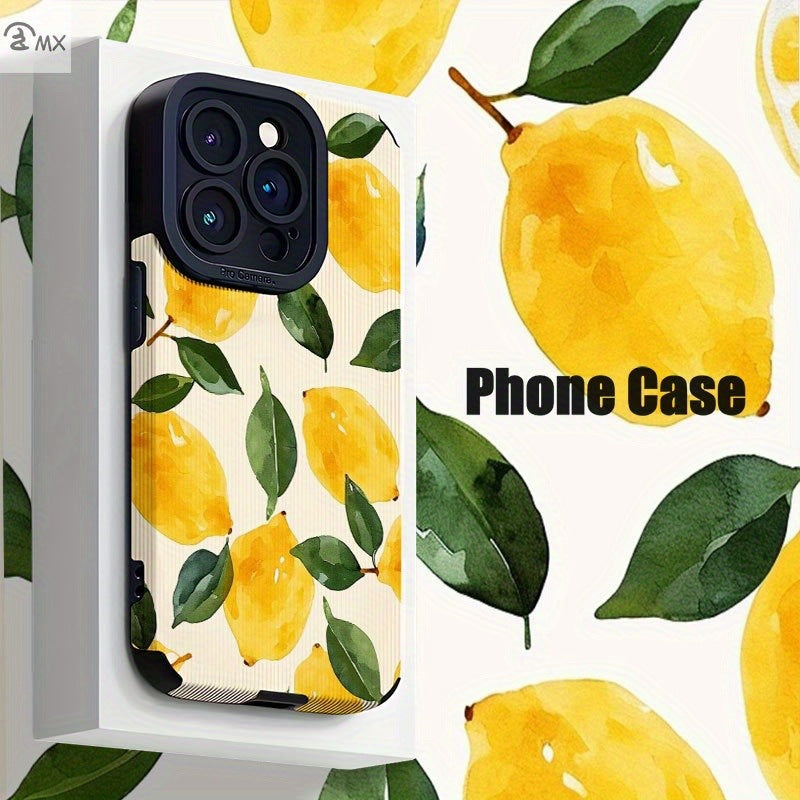 Lemon print leather-texture iPhone case, view 5