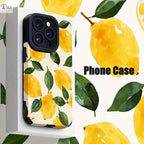 Lemon print leather-texture iPhone case, view 5