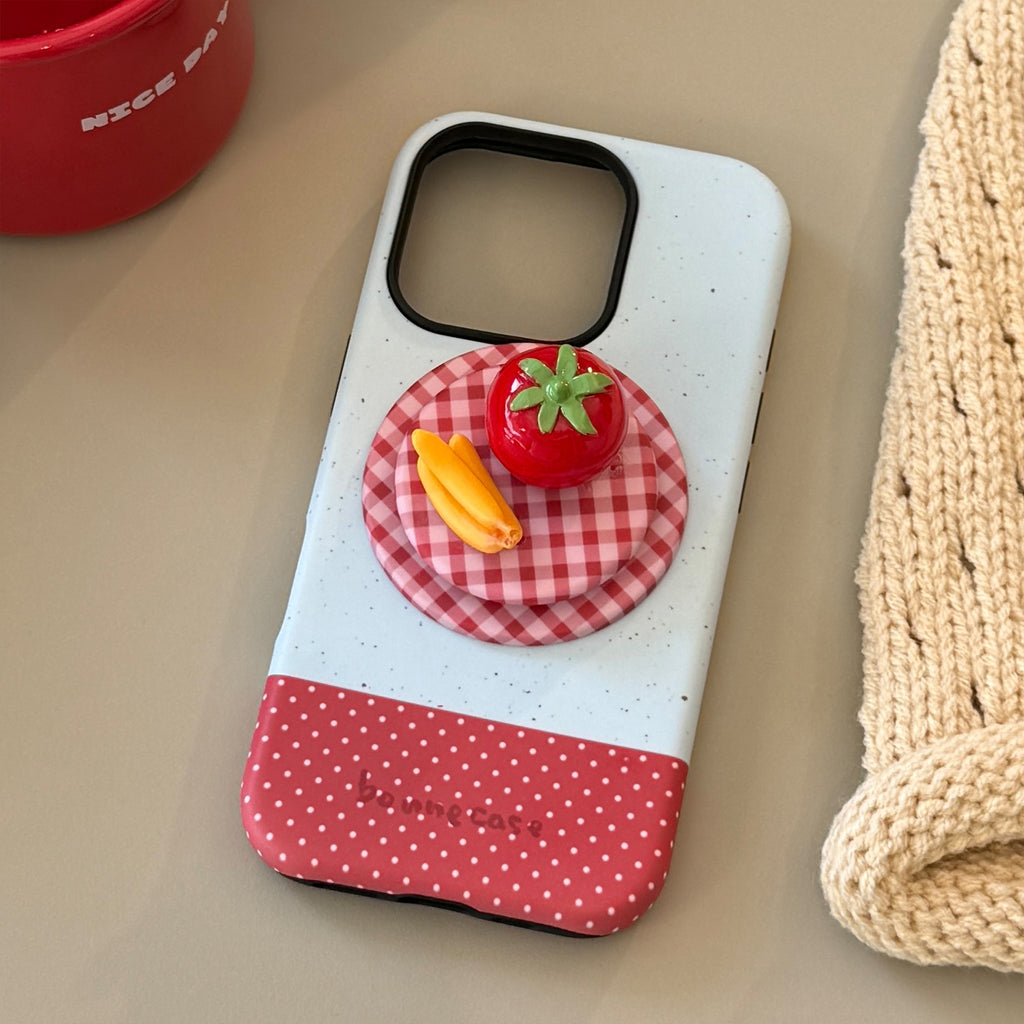 3D fruit dessert magnetic iPhone case with grip stand, view 2