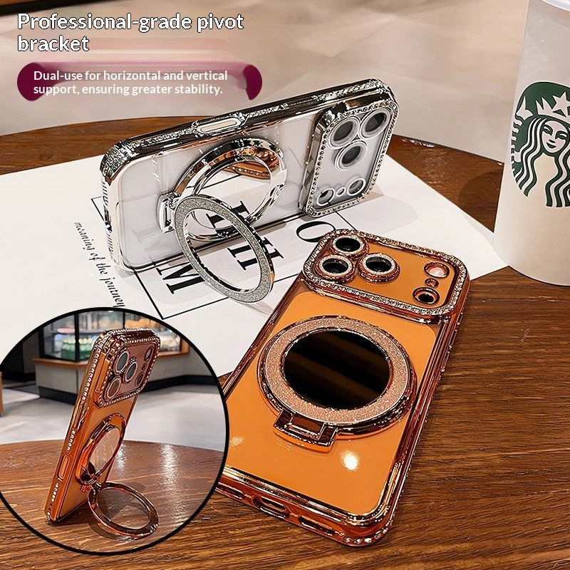 Rhinestone mirror magnetic iPhone case with ring stand, view 2