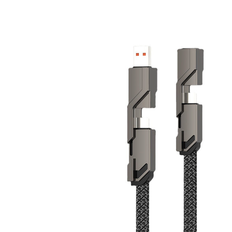4-in-1 braided fast charging cable with USB-C and Lightning tips, view 5