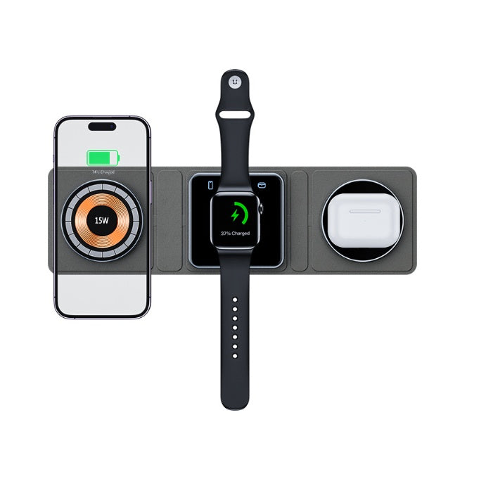 3-in-1 foldable magnetic charging station for iPhone, Apple Watch and AirPods, view 5