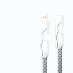 4-in-1 braided fast charging cable with USB-C and Lightning tips, view 6
