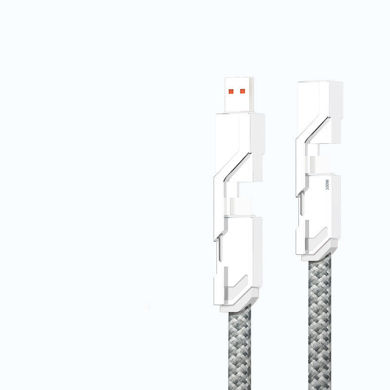 4-in-1 braided fast charging cable with USB-C and Lightning tips, view 6