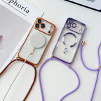 Clear MagSafe Case with Crossbody Lanyard for iPhone 17 Series - Plated Edges