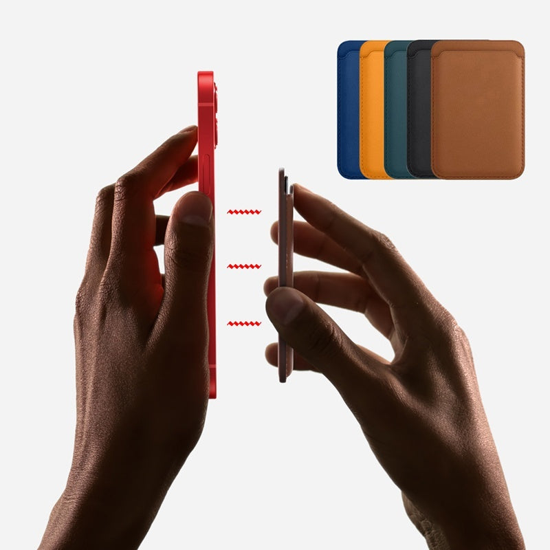 Magnetic leather card wallet for iPhone, view 2