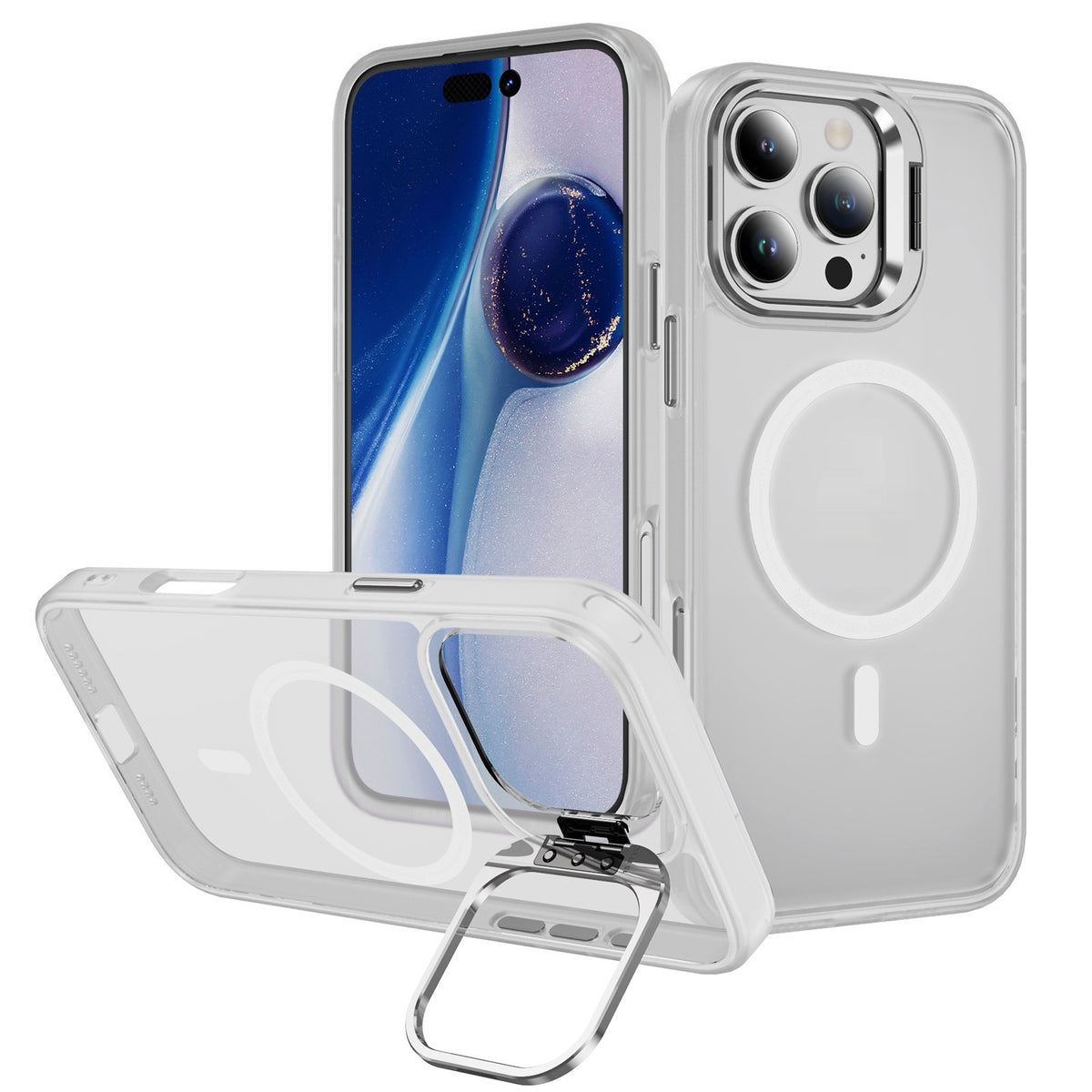 Magnetic clear iPhone case with camera ring kickstand, view 8