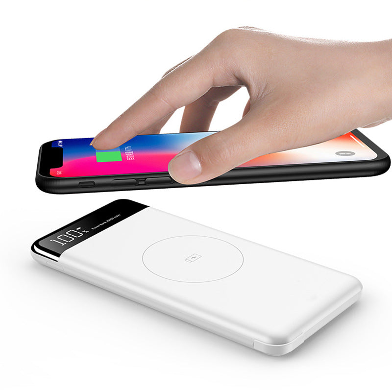 10000mAh slim power bank with built-in cables and wireless charging, view 5