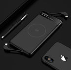 10000mAh slim power bank with built-in cables and wireless charging, view 3