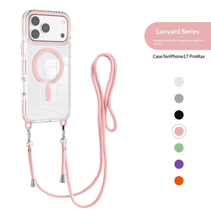 Crossbody lanyard magnetic clear iPhone case, view 8