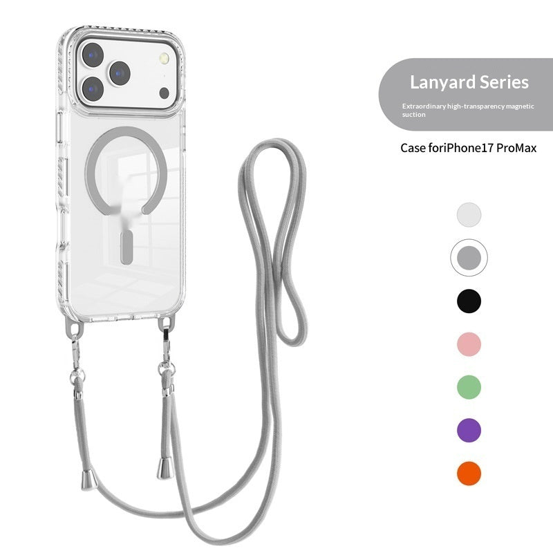 Crossbody lanyard magnetic clear iPhone case, view 9