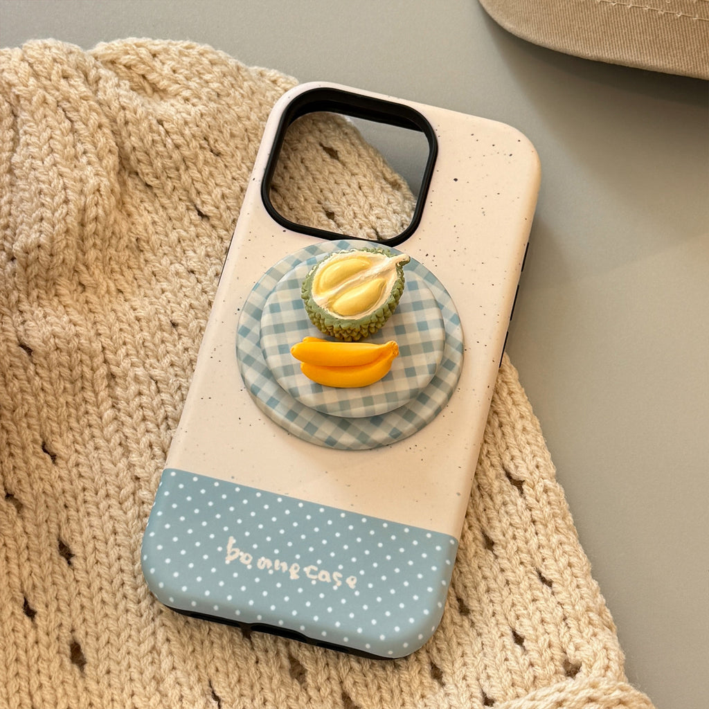 3D fruit dessert magnetic iPhone case with grip stand