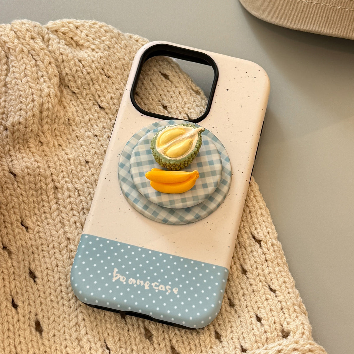 3D fruit dessert magnetic iPhone case with grip stand