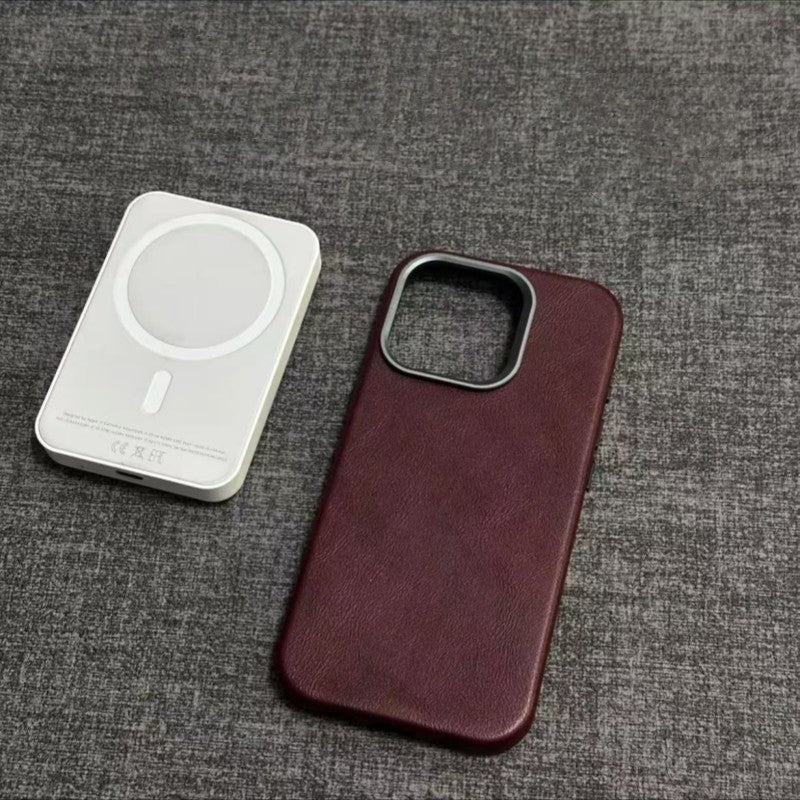 Vintage leather magnetic iPhone case, view 2