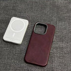 Vintage leather magnetic iPhone case, view 2