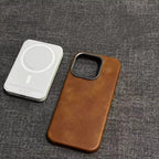 Vintage leather magnetic iPhone case