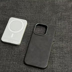 Vintage leather magnetic iPhone case, view 3