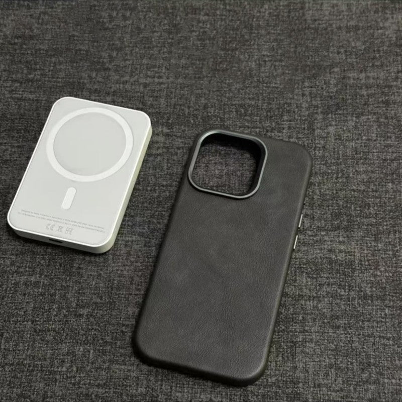 Vintage leather magnetic iPhone case, view 3