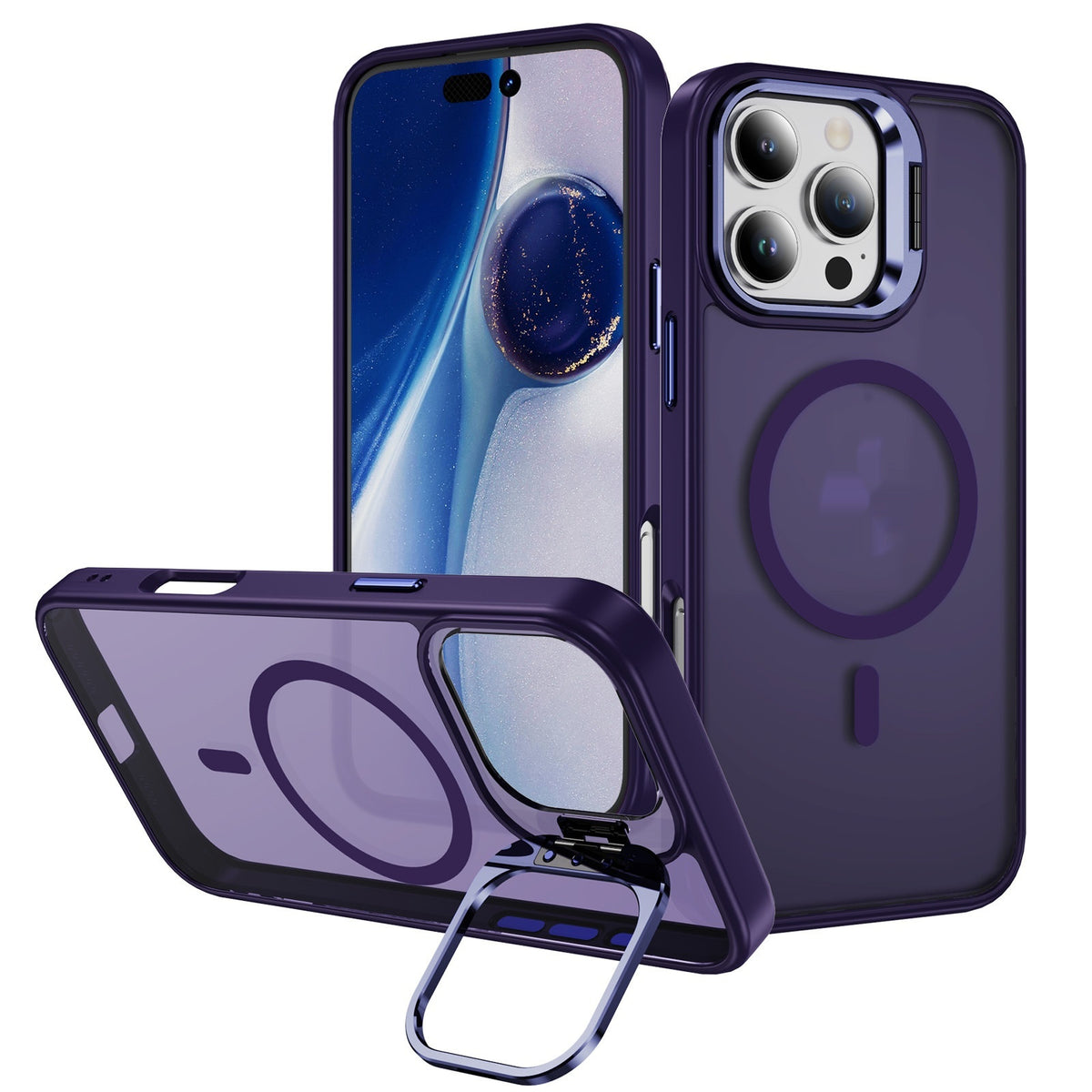 Magnetic clear iPhone case with camera ring kickstand, view 7