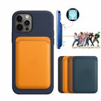 Magnetic leather card wallet for iPhone